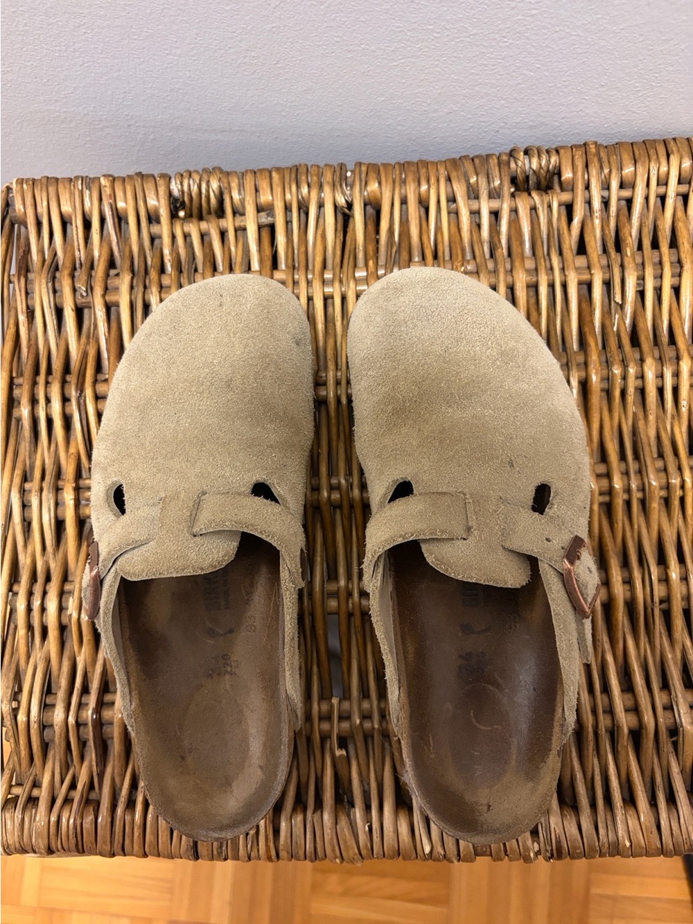 Birkenstock Boston Soft Footbed Suede Leather Sandals Taupe